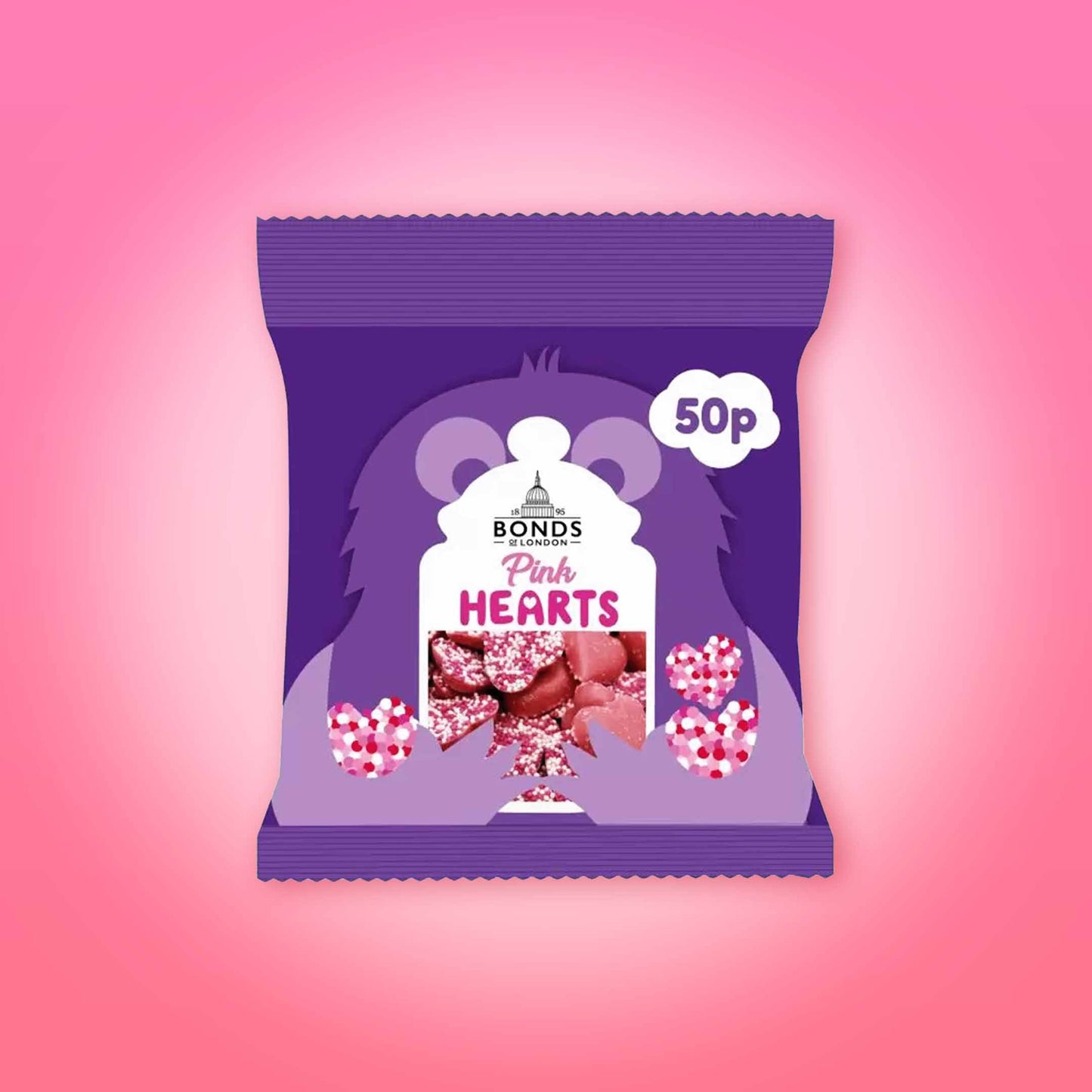 Bonds Pink Hearts Treat Bags 40g