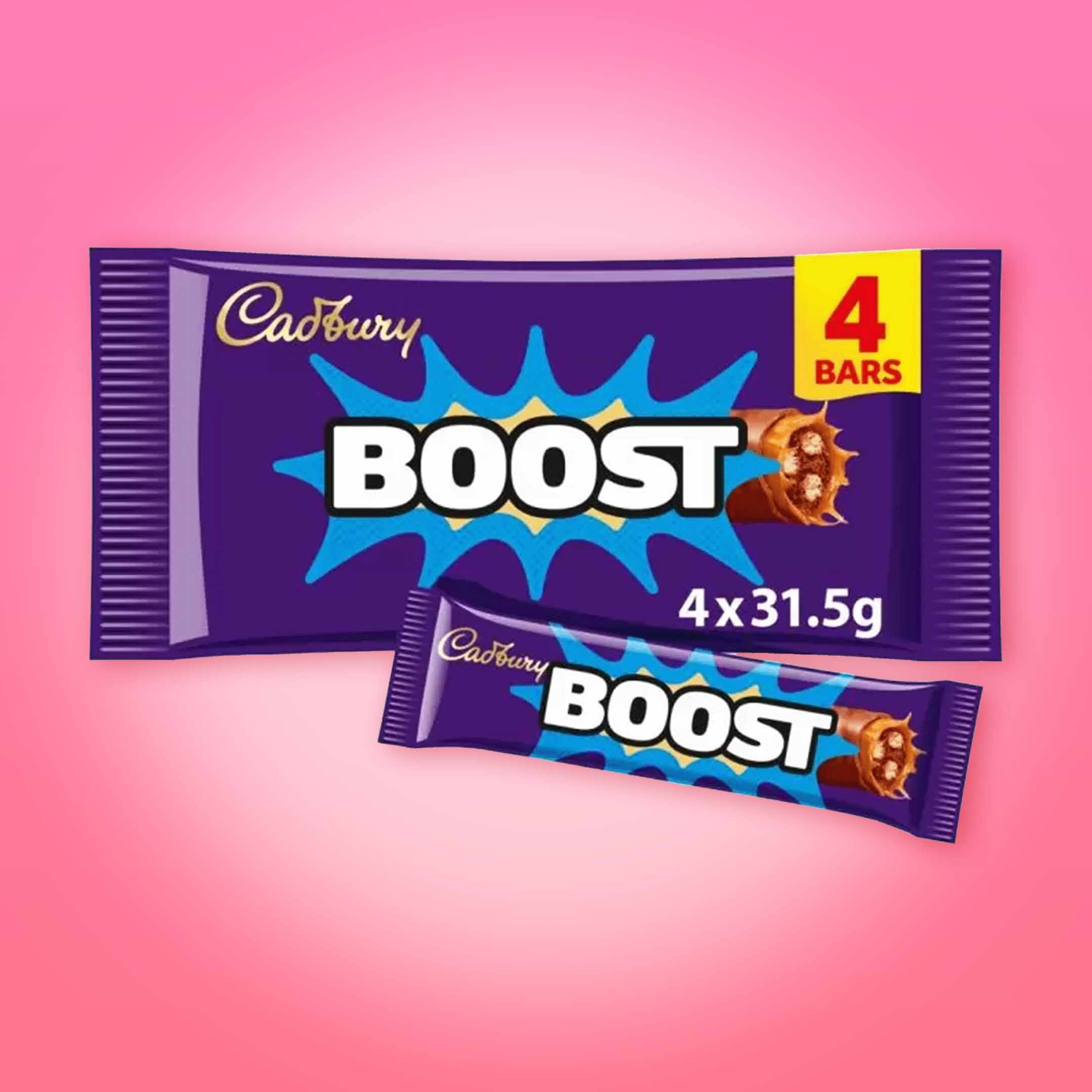 Godis från Storbritannien, Cadbury Boost Chocolate Bar 4 Pack 126g ...