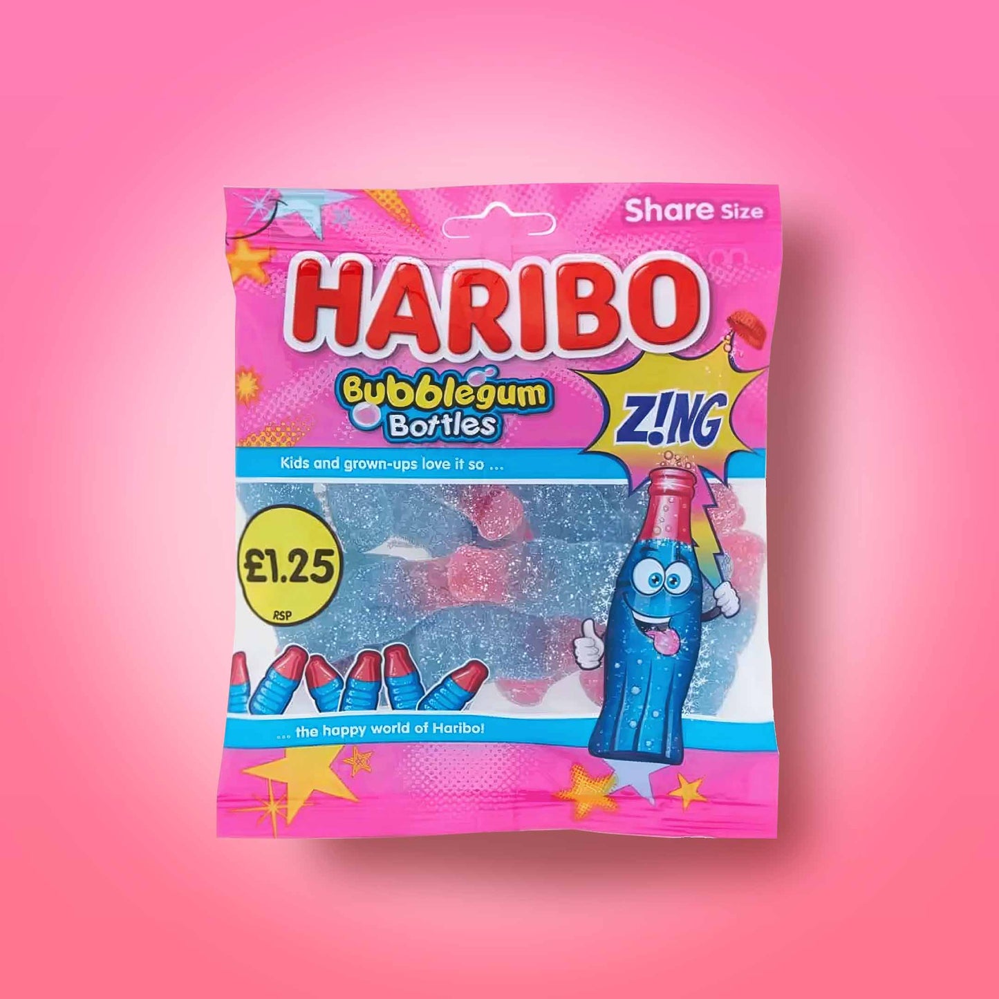 Haribo Bubblegum Bottles Zing 160g