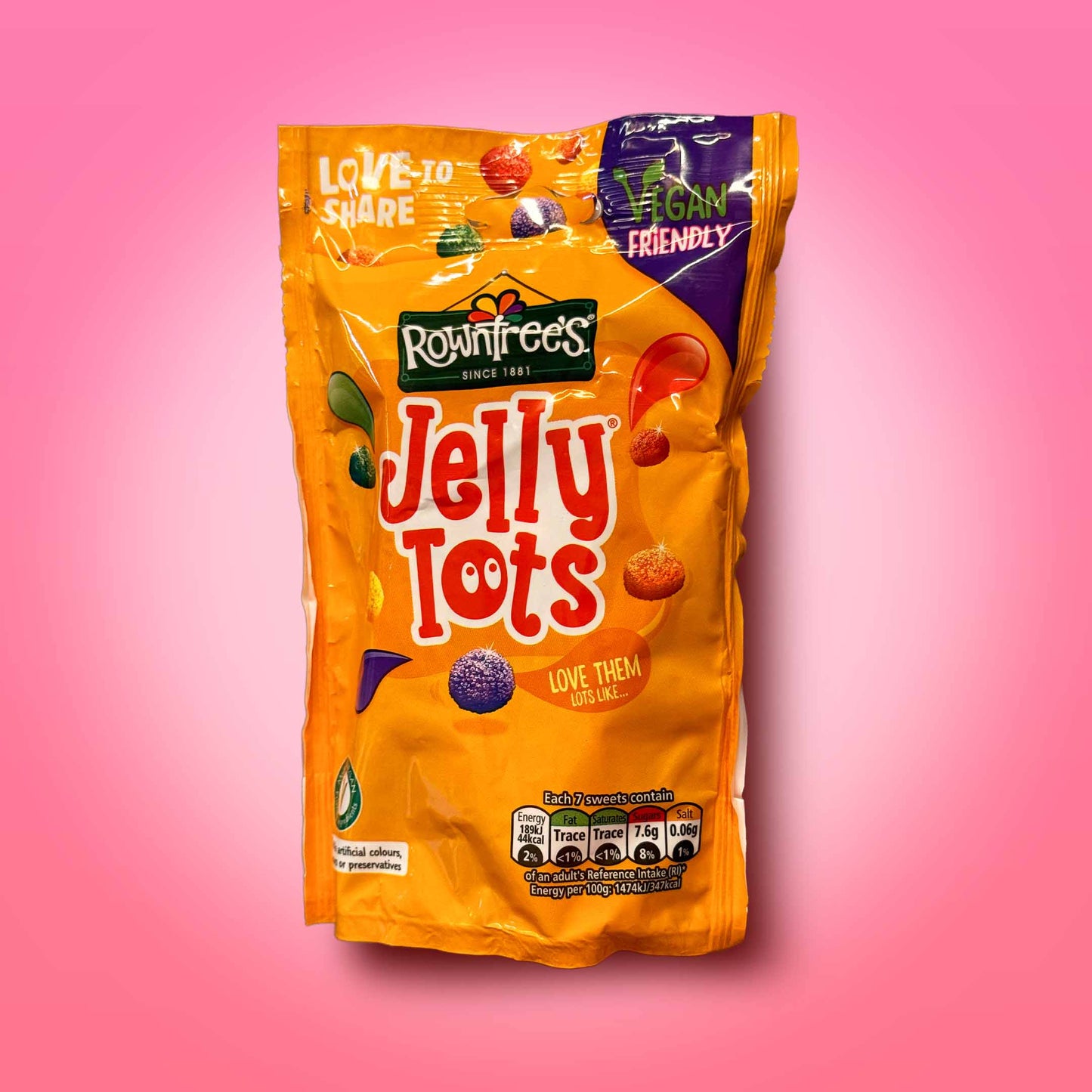 Rowntree's Jelly Tots Vegan Friendly Sweets Sharing Bag 150g